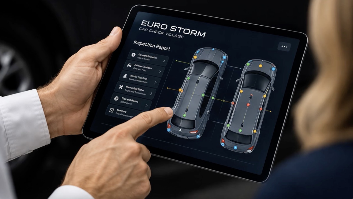 Rapport d'inspection Euro Storm sur tablette : diagnostic du véhicule